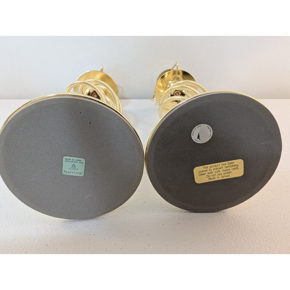 Vintage PartyLite Paragon Tealight Candle Lamps Pair Gold Pearl Shades - Picture 4 of 9